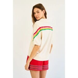 The Greii Pullover Women's Size Small Wholesale Wide Placket Summer Top in Ivory